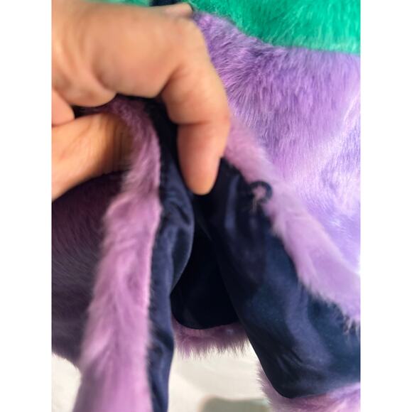 Hatley 8 rainbow 3 bold color fair fur jacket lined side entry pockets euc - Picture 4 of 8